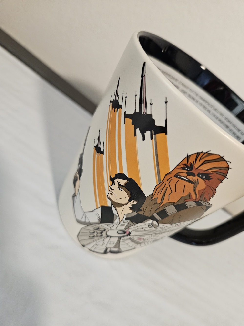Disney Store official Star Wars mug featuring Han Solo, Chewbacca